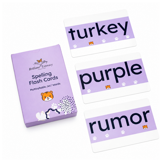 Spelling Flash Cards: Multisyllable /er/ words